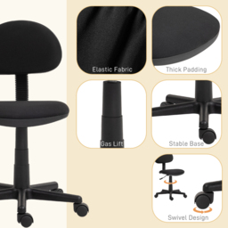 Portland Black Armless Office Chair with Adjustable Height - Size: 85 x 51 x 43cm - Wilko - thumbnail 7