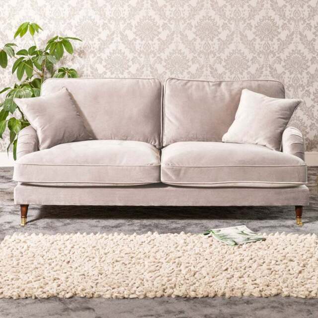 Mackenzie 4 Seater Silver Plush Velvet Sofa - Artemis Home - Wilko - image 1
