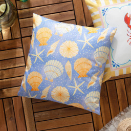 furn. Blue Sea Shells Printed Polyester Filled Outdoor Cushion 45 x 45cm - Wilko - thumbnail 3