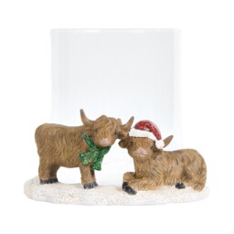 Festive Highland Cow Candle Holder Brown - Wilko - thumbnail 1