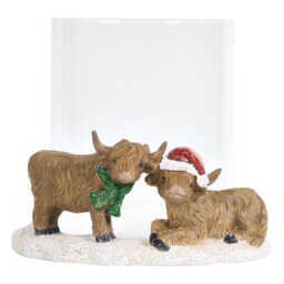 Festive Highland Cow Candle Holder Brown - Wilko - thumbnail 4