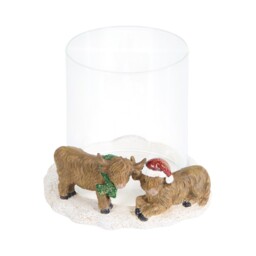 Festive Highland Cow Candle Holder Brown - Wilko - thumbnail 3