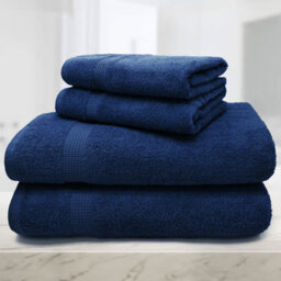 Mayfair Egyptian Cotton Navy Bath Towel Set of 2 - Blue - Wilko - thumbnail 4