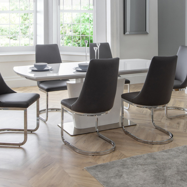Julian Bowen Como 6 Seater High Gloss Table Set White and Grey - Wilko - image 1