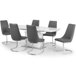 Julian Bowen Como 6 Seater High Gloss Table Set White and Grey - Wilko - thumbnail 3