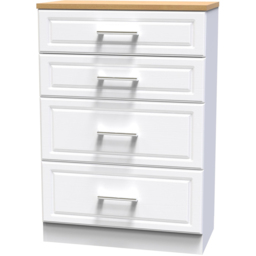 Crowndale Kent 4 Drawer White Ash and Modern Oak Deep Chest of Drawers Ready Assembled - White Ash & Modern Oak - Wilko - thumbnail 5