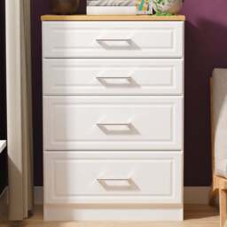 Crowndale Kent 4 Drawer White Ash and Modern Oak Deep Chest of Drawers Ready Assembled - White Ash & Modern Oak - Wilko - thumbnail 1