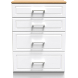 Crowndale Kent 4 Drawer White Ash and Modern Oak Deep Chest of Drawers Ready Assembled - White Ash & Modern Oak - Wilko - thumbnail 3