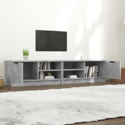 vidaXL 2 Door 4 Shelf Concrete Grey TV Cabinet Set of 2 - Size: 36.5 x 80 x 35cm - Wilko