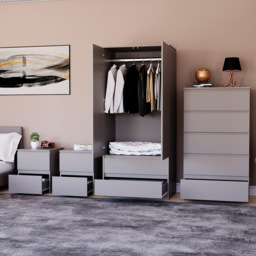 VIDA DESIGNS Denver Grey 4 Piece Bedroom Furniture Set - Wilko - thumbnail 5