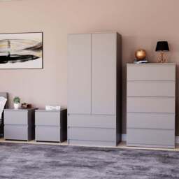 VIDA DESIGNS Denver Grey 4 Piece Bedroom Furniture Set - Wilko - thumbnail 1