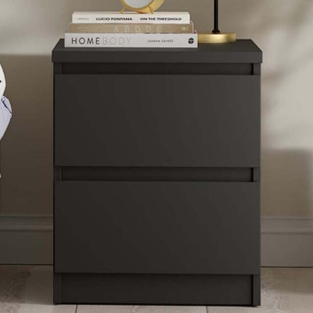 Florence Naia 2 Drawer Matt Black Bedside Table - Furniture To Go - Wilko - image 1