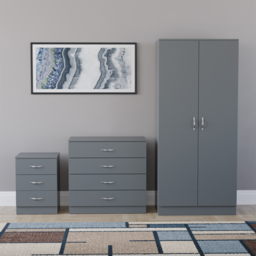 Vida Designs Riano Grey 3 Piece Bedroom Furniture Set - Wilko - thumbnail 3