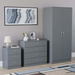 VIDA DESIGNS Riano Grey 3 Piece Bedroom Furniture Set - Wilko