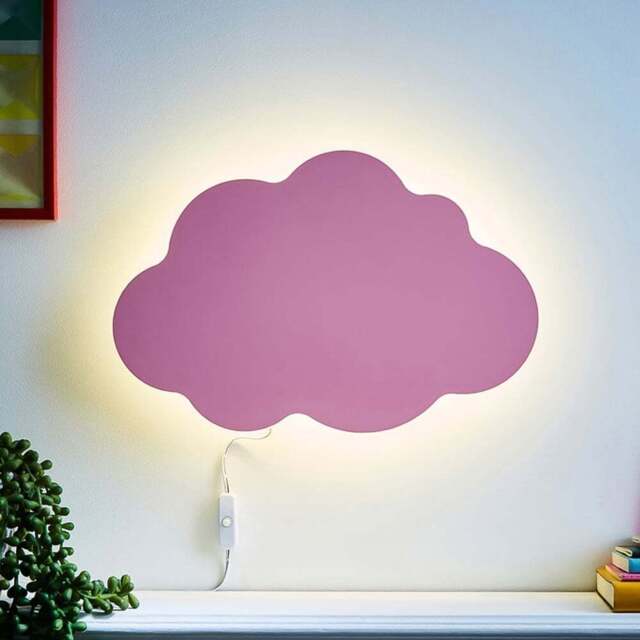 Glow Pink Cloud LED Wall Light - Size: 22 x 33 x 4cm - Wilko