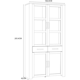 Florence Bohol 4 Door 2 Drawer Oak and White Display Cabinet - Size: 205.4 x 106.4 x 42cm - Multi - Furniture To Go - Wilko - thumbnail 7