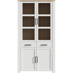 Florence Bohol 4 Door 2 Drawer Oak and White Display Cabinet - Size: 205.4 x 106.4 x 42cm - Multi - Furniture To Go - Wilko - thumbnail 4
