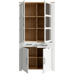 Florence Bohol 4 Door 2 Drawer Oak and White Display Cabinet - Size: 205.4 x 106.4 x 42cm - Multi - Furniture To Go - Wilko - thumbnail 6