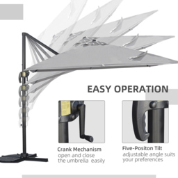 Outsunny Grey Cantilever Paraso with Cross Base 2.7 x 2.7m - Size: 3m - Wilko - thumbnail 6