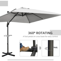 Outsunny Grey Cantilever Paraso with Cross Base 2.7 x 2.7m - Size: 3m - Wilko - thumbnail 7