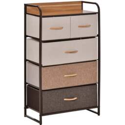Portland 5 Drawer Brown and Wood Effect Chest of Drawers - Multi - Wilko - thumbnail 3