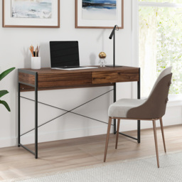 Costway 2 Drawer Wooden Study Computer Desk Brown - Size: 125 x 57 x 12cm - Wilko - thumbnail 5
