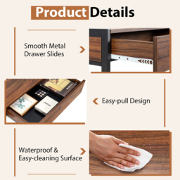 Costway 2 Drawer Wooden Study Computer Desk Brown - Size: 125 x 57 x 12cm - Wilko - thumbnail 6