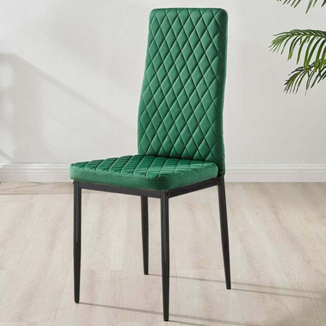 Furniturebox Valera Set of 4 Green and Black Velvet Dining Chair - Wilko - image 1