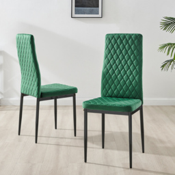 Furniturebox Valera Set of 4 Green and Black Velvet Dining Chair - Wilko - thumbnail 3