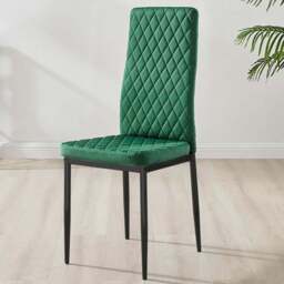 Furniturebox Valera Set of 4 Green and Black Velvet Dining Chair - Wilko - thumbnail 1