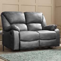 Home Detail Enoch 2 Seater Grey Faux Leather Manual Recliner Sofa - Wilko