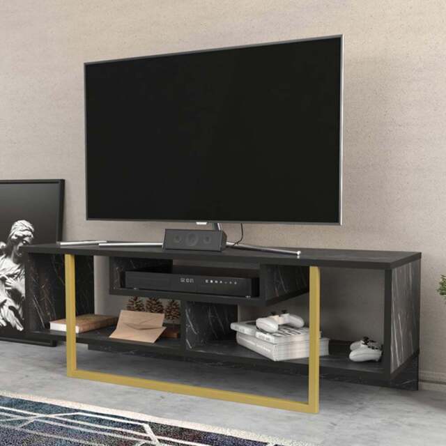 Decorotika Asal Bendire and Gold Wide TV Unit - Size: 40.2 x 119.4 x 35.2cm - Multi - Wilko - image 1