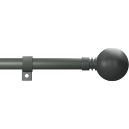 Caecus 120-220cm Extendable Metal Eyelet Painted Grey Ball Curtain Pole - Size: 120 - 220cm - Wilko - thumbnail 1