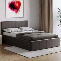 Vida Designs Lisbon Small Double Brown Faux Leather Ottoman Bed - Wilko - thumbnail 1