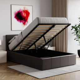 Vida Designs Lisbon Small Double Brown Faux Leather Ottoman Bed - Wilko - thumbnail 5