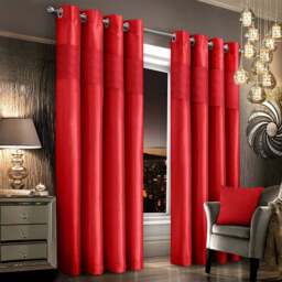 Intimates Hartley Red Ringtop Curtains 168 x 183cm - Size: W 168 x D 183cm - Wilko