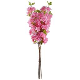 Leaf Pink Blossom Single Stem Artificial Flower 6 Pack - Size: 100 x 12 x 12cm - Wilko - thumbnail 1