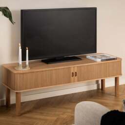 Florence Langley 2 Shelf Oak TV Unit with Sliding Door - Brown - Furniture To Go - Wilko