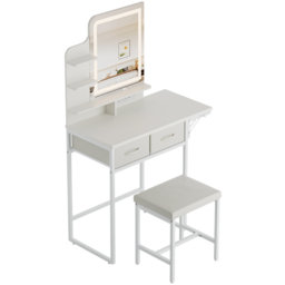 Living and Home 2 Drawer White LED Mirror Dressing Table Set - Size: 136.2 x 83.2 x 40cm - Wilko - thumbnail 3