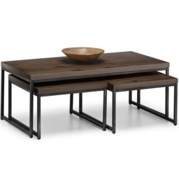 Julian Bowen Brooklyn Dark Oak Nest of Tables Set of 3 - Size: 60 x 120 x 45cm - Brown - Wilko - thumbnail 4