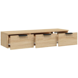vidaXL 3 Drawer Sonoma Oak Wall Mounted Cabinet - Size: 20 x 102 x 30cm - Brown - Wilko - thumbnail 5
