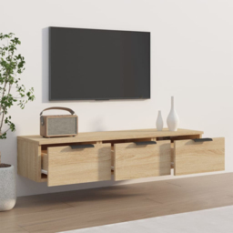 vidaXL 3 Drawer Sonoma Oak Wall Mounted Cabinet - Size: 20 x 102 x 30cm - Brown - Wilko