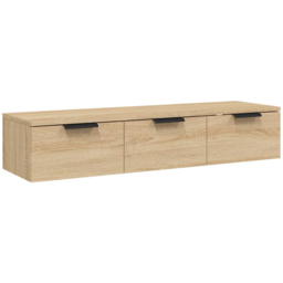 vidaXL 3 Drawer Sonoma Oak Wall Mounted Cabinet - Size: 20 x 102 x 30cm - Brown - Wilko - thumbnail 3
