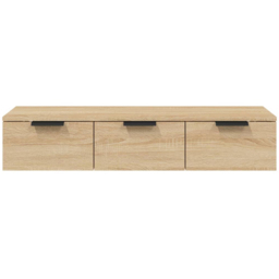 vidaXL 3 Drawer Sonoma Oak Wall Mounted Cabinet - Size: 20 x 102 x 30cm - Brown - Wilko - thumbnail 6