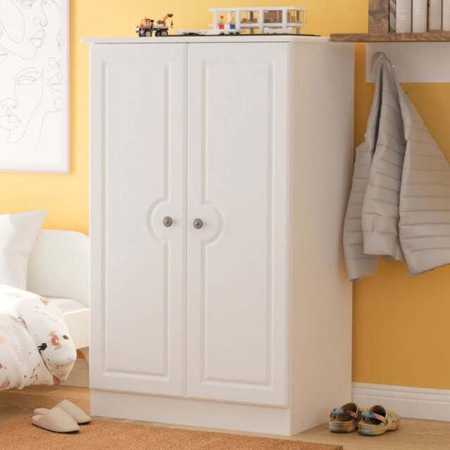 Crowndale Pembroke 2 Door Matt White Midi Wardrobe Ready Assembled - White Matt - Wilko - image 1