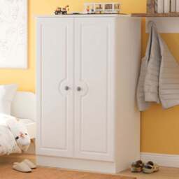 Crowndale Pembroke 2 Door Matt White Midi Wardrobe Ready Assembled - White Matt - Wilko - thumbnail 1