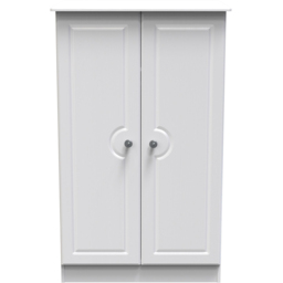 Crowndale Pembroke 2 Door Matt White Midi Wardrobe Ready Assembled - White Matt - Wilko - thumbnail 3