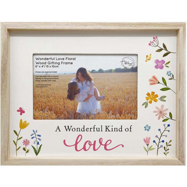 Wonderful Love Floral Wooden Photo Frame Natural - The Port. Co Gallery - Wilko - image 1