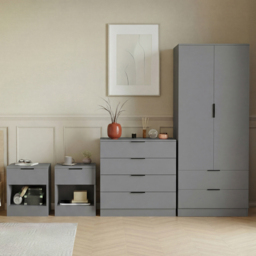 Vida Designs Trega Grey 4 Piece Bedroom Furniture Set - Size: 170 x 76 x 53cm - Wilko