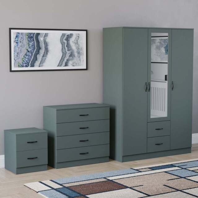 Vida Designs Riano Green 3 Piece Bedroom Furniture Set - Jasper Green - Wilko - image 1